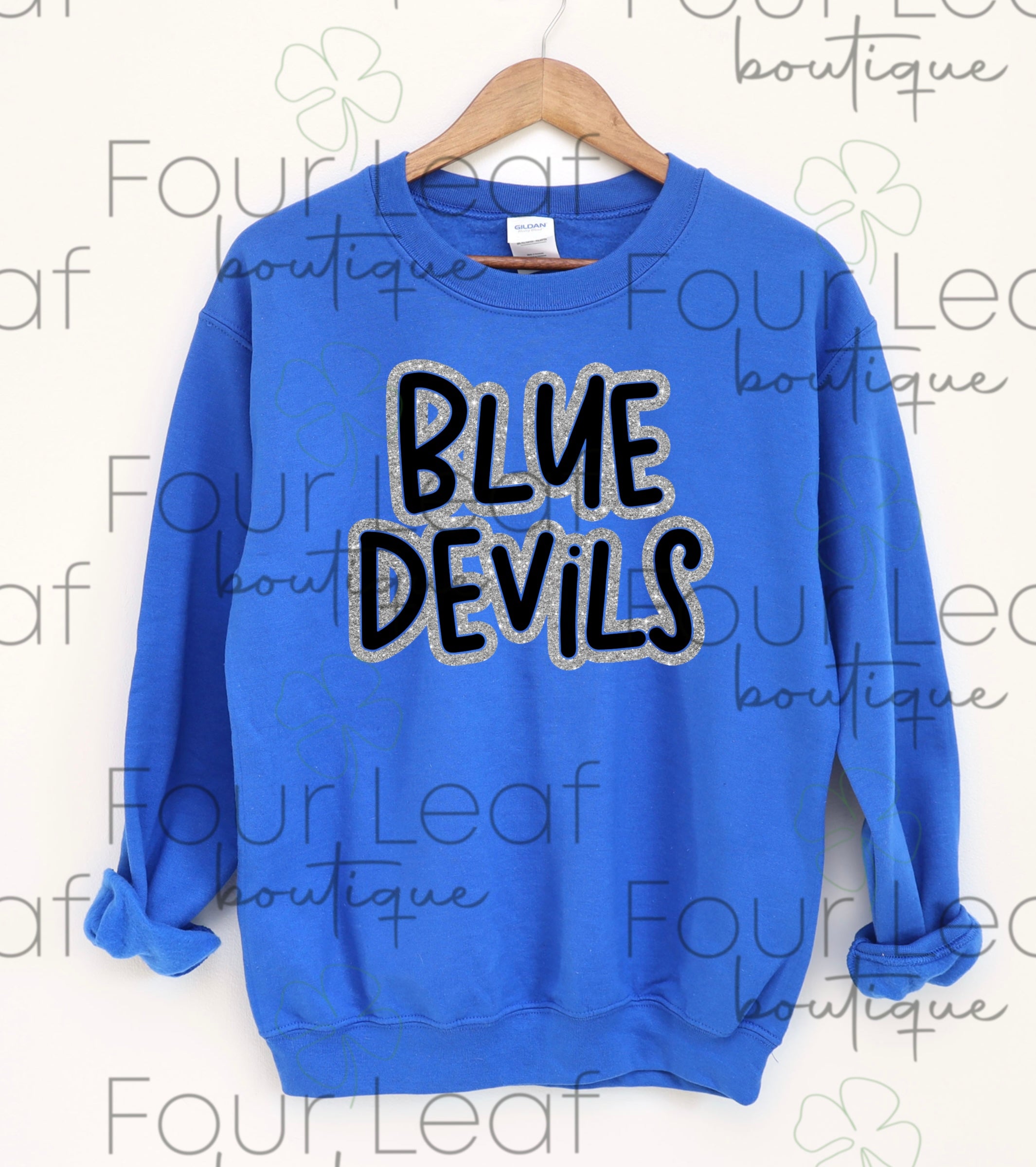 Blue Devils black with FAUX silver glitter (TODDLER AND YOUTH SIZES)
