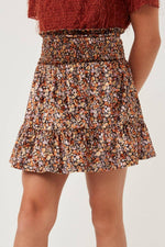 Load image into Gallery viewer, Girls Floral Velvet Smocked Tiered Skirt
