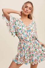 Load image into Gallery viewer, Floral Ruffle Sleeve Romper
