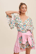 Load image into Gallery viewer, Floral Ruffle Sleeve Romper
