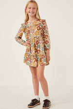 Load image into Gallery viewer, Girls Mixed Floral Print Ruffle Shoulder Dress
