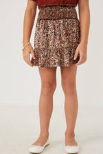 Load image into Gallery viewer, Girls Floral Velvet Smocked Tiered Skirt
