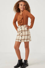 Load image into Gallery viewer, Girls Ruffle Front Buttoned Ribbed Knit Top
