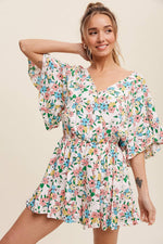 Load image into Gallery viewer, Floral Ruffle Sleeve Romper
