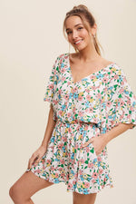 Load image into Gallery viewer, Floral Ruffle Sleeve Romper
