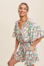 Load image into Gallery viewer, Floral Ruffle Sleeve Romper
