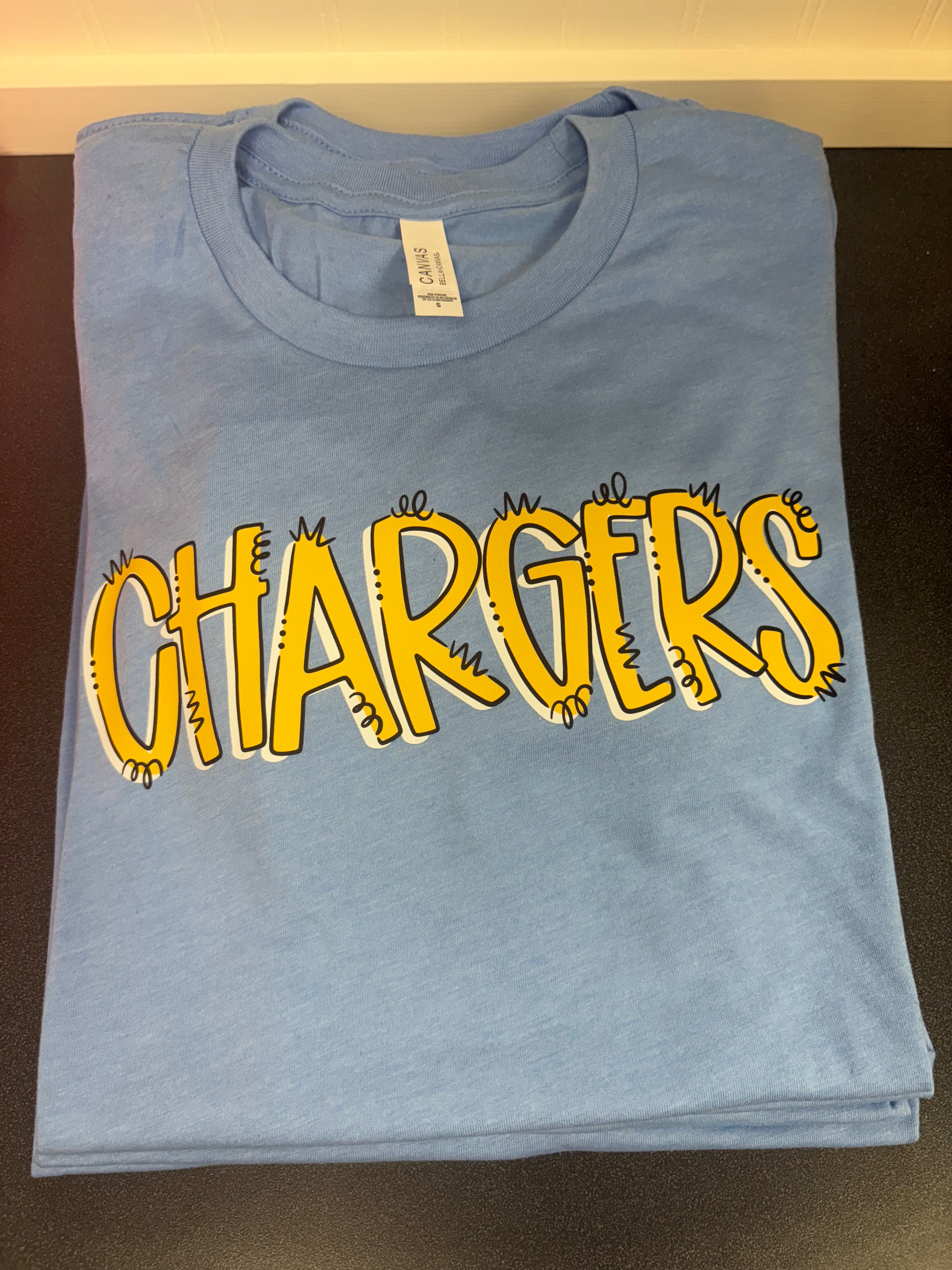 Chargers Bella + Canvas Heather Blue