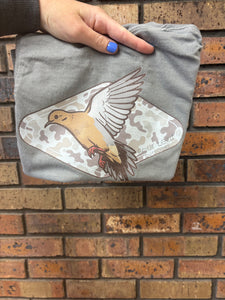 Dove with Camo on Comfort Colors Grey