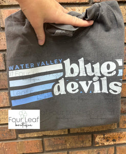 Retro Blue Devils on Comfort Colors Pepper
