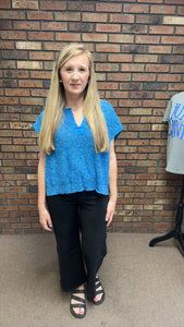 Royal Split-neck Top
