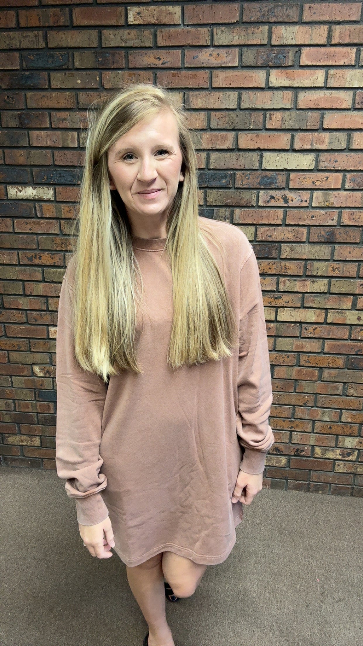 Oversized Mini Sweatshirt Dress- Chestnut Brown