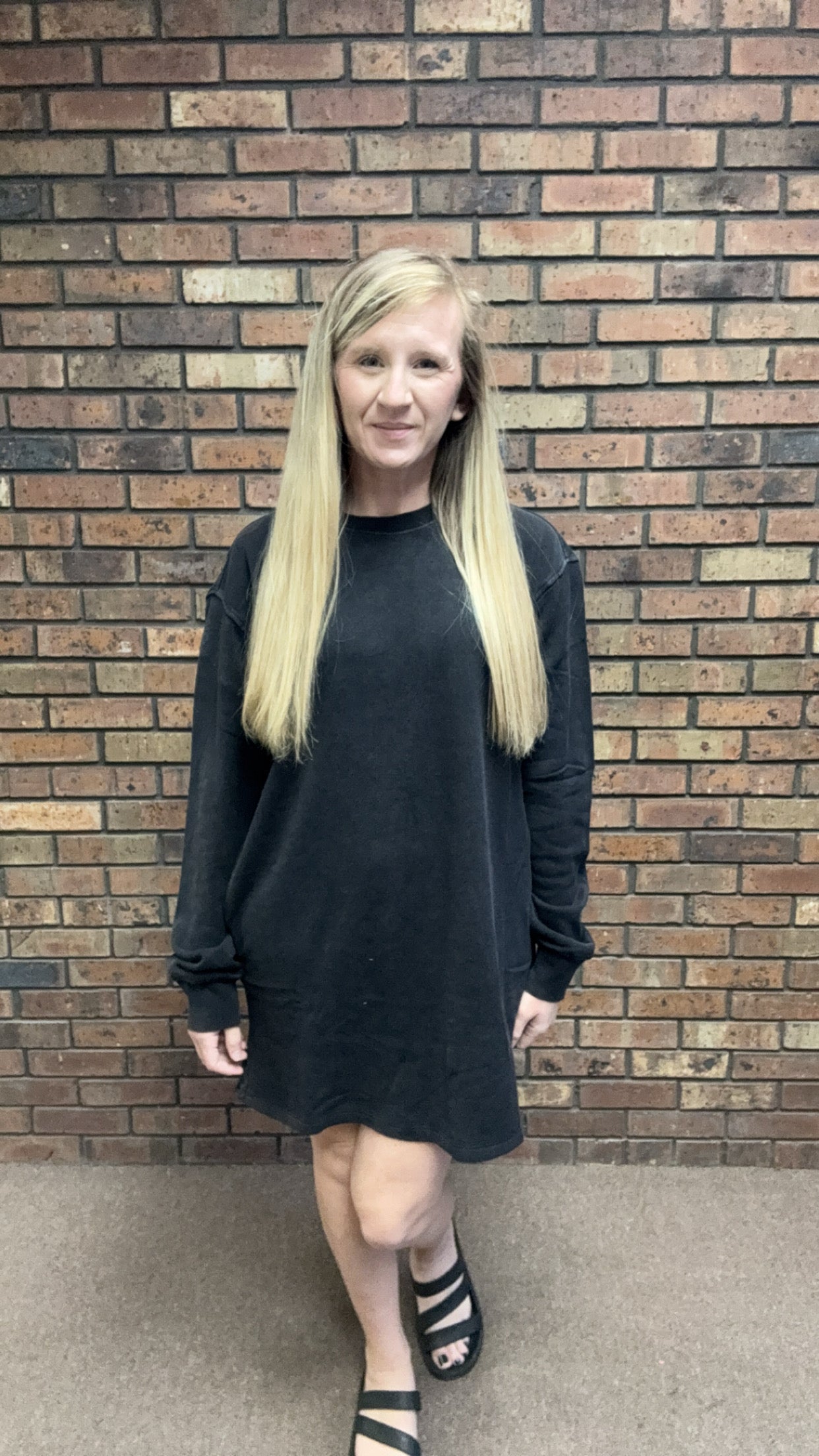 Oversized Mini Sweatshirt Dress- Mineral Black