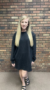 Oversized Mini Sweatshirt Dress- Mineral Black