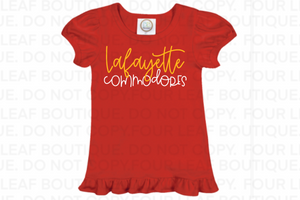 Lafayette Commodores Red Ruffle Shirt: Infant, Toddler, and Youth