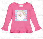 Load image into Gallery viewer, Leopard Santa Ruffle Long Sleeve Tee
