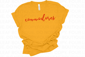 Red Commodores on Yellow/ Gold