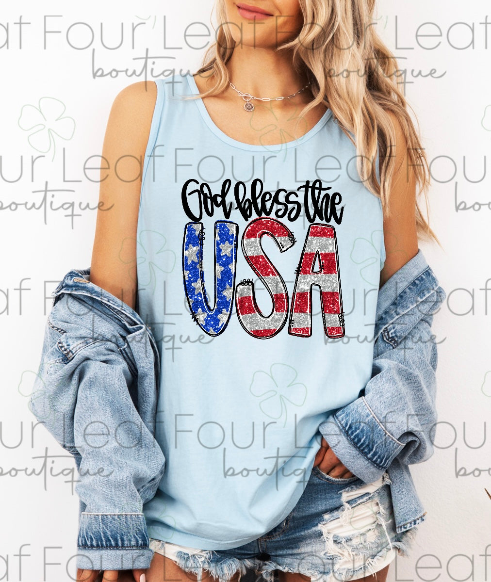 God Bless- Faux Glitter