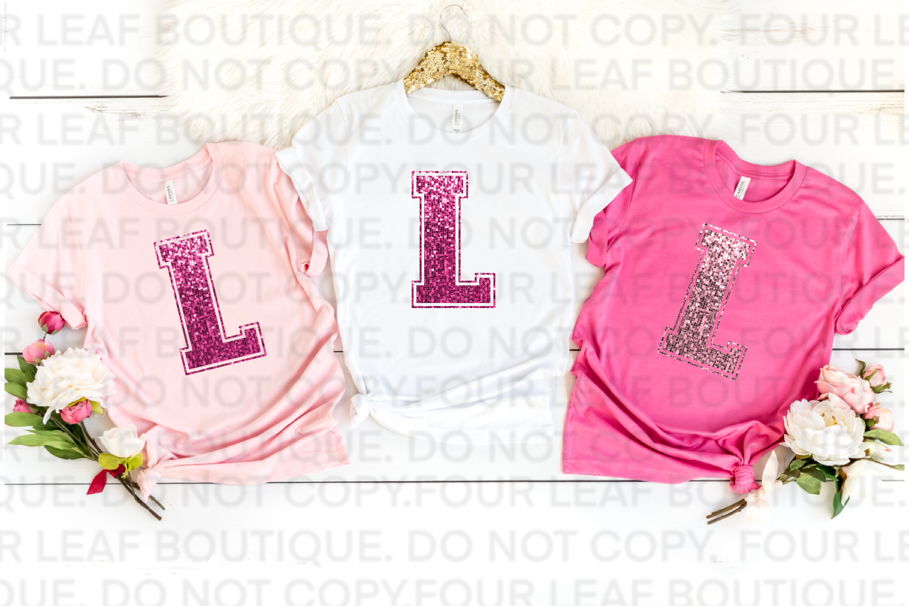 FAUX sequined L. PINK. BELLA + CANVAS LISTING.