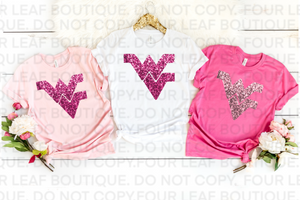 FAUX sequined WV. PINK. BELLA + CANVAS LISTING.