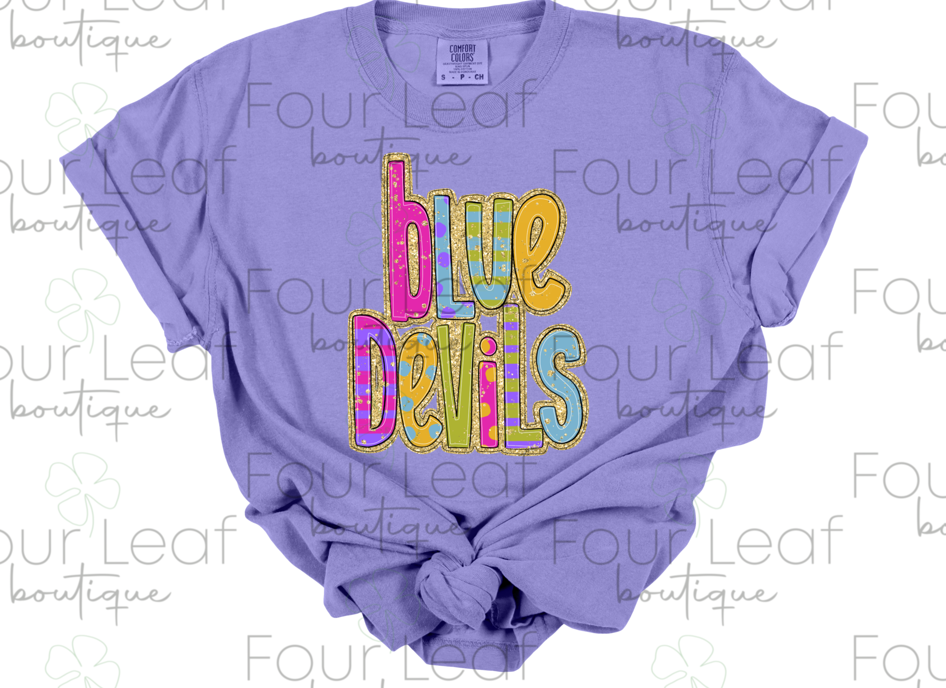 Bright Blue Devils with FAUX glitter (youth and adult sizes)