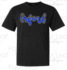 Oxford with FAUX gold glitter outline- YOUTH sizes