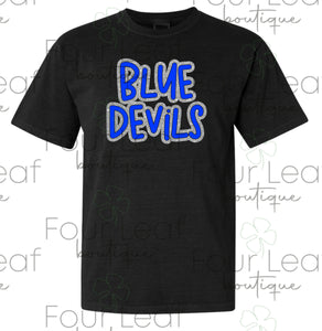 Blue Devils with FAUX silver outline (Adult Sizes. Long/Short Sleeve)