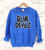 Load image into Gallery viewer, Blue Devils black with FAUX silver glitter (TODDLER AND YOUTH SIZES)
