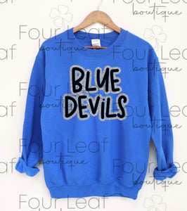 Blue Devils black with FAUX silver glitter. Tshirts/sweatshirts