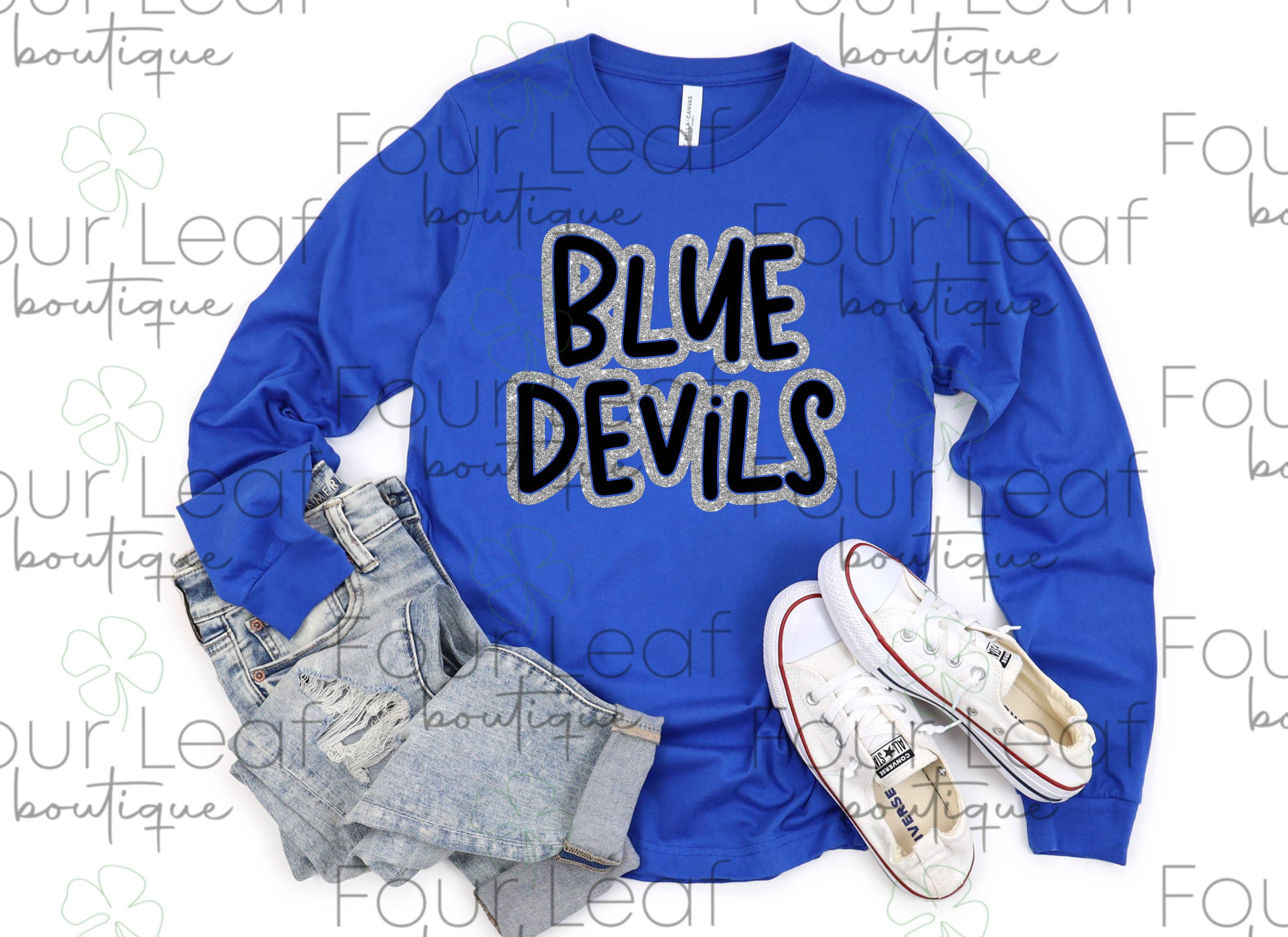 Blue Devils black with FAUX silver glitter. Tshirts/sweatshirts