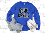 Load image into Gallery viewer, Blue Devils black with FAUX silver glitter. Tshirts/sweatshirts
