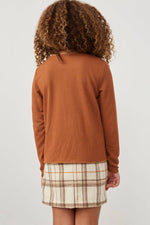 Load image into Gallery viewer, Girls Ruffle Front Buttoned Ribbed Knit Top
