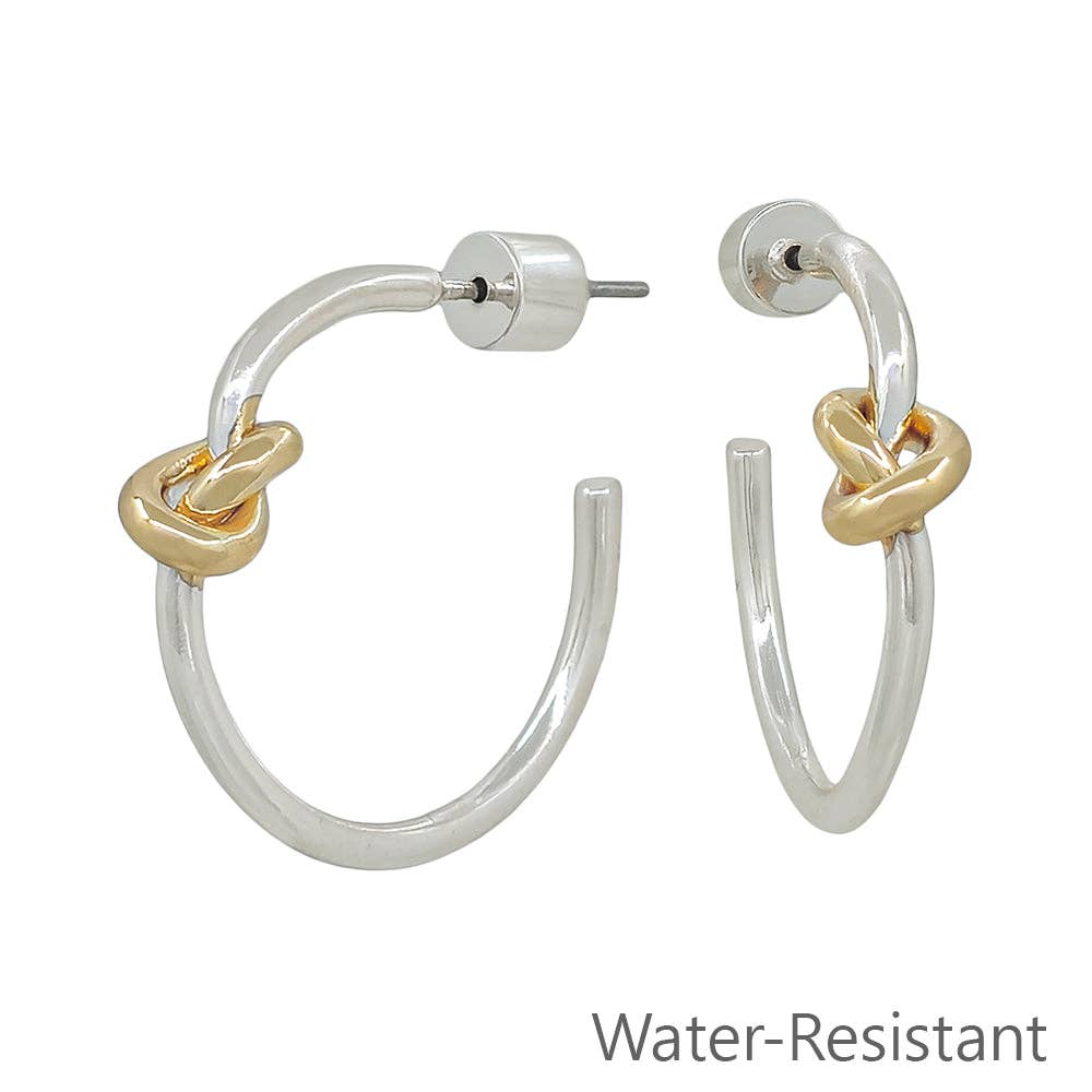1" Gold Metal Hoop Knot Accent Earring