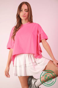 Oversized Crop Comfy Knit Top PINK