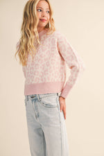 Load image into Gallery viewer, TWEEN PINK LEOPARD SWEATER
