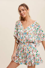 Load image into Gallery viewer, Floral Ruffle Sleeve Romper
